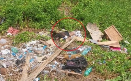 IMAGENS FORTES: Corpo de homem é encontrado com perfurações de faca no pescoço em terreno baldio