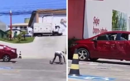 Funcionário tem surto psicótico e destrói farmácia e carro