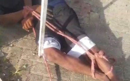 Homem descontrolado é amarrado após se jogar na frente de carros: ''usou muito pó''