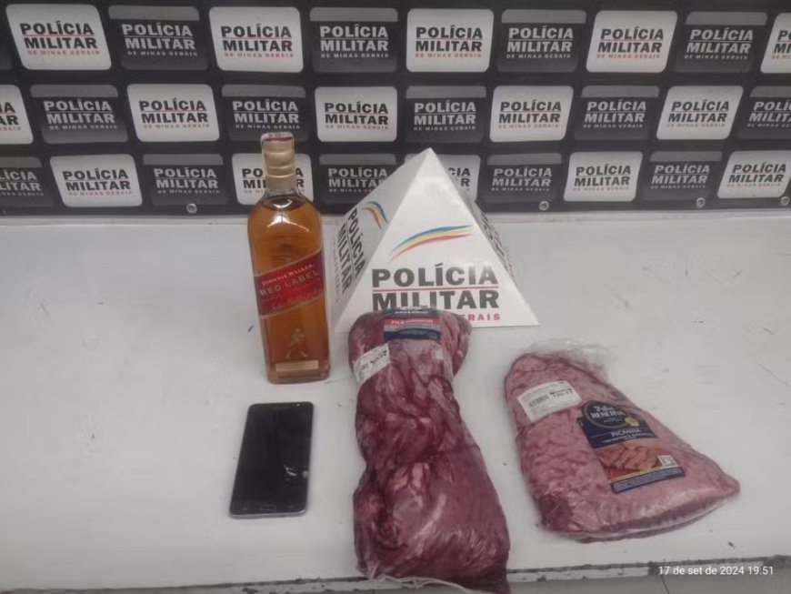 Mulher é detida após furtar carne e uísque em supermercado