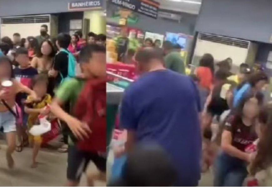 Crianças são flagradas saqueando supermercado em Manaus; funcionário é agredido por populares