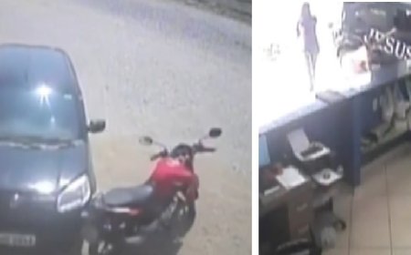 Criança de 3 anos liga carro e invade loja e quase atropela duas pessoas