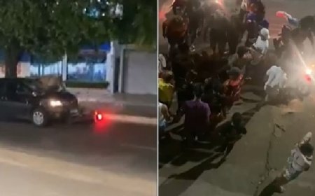 Homem atropela casal e arrasta uma das vítimas por 50 metros