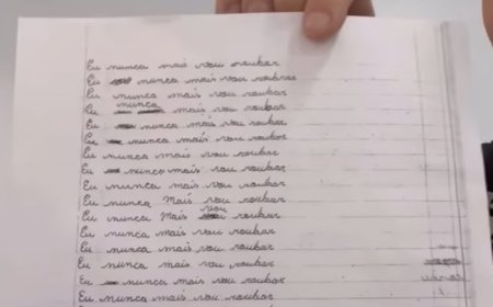 Após furto, mãe faz filha copiar repetidamente “nunca mais vou roubar”