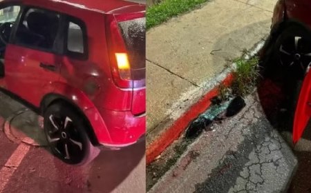 Mulher apedreja carro ex após flagrá-lo abraçando outra em festa
