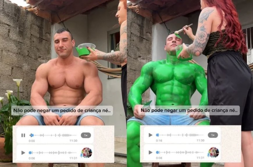 Fisiculturista realiza sonho de criança e vira Hulk em festa