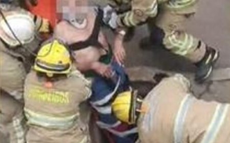 Idoso de 84 anos cai em buraco de 2 metros na calçada no Distrito Federal e é resgatado pelos bombeiros; VEJA