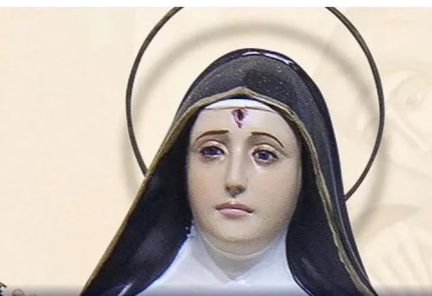 Imagem de Santa Rita de Cássia aparece com mancha de sangue na testa em GO