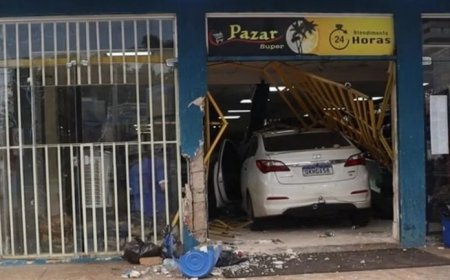 Vídeo: mulher invade distribuidora com carro e deixa 2 feridos no TO