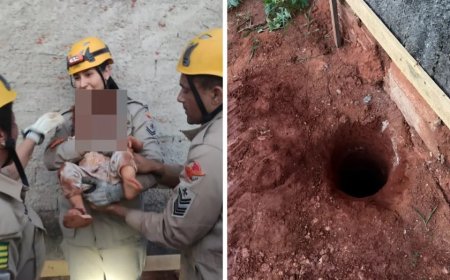 Criança de 2 anos cai em buraco de 4 metros de profundidade em obra