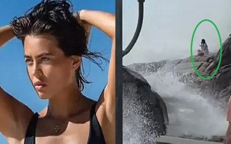 Atriz morre após ser arrastada por onda gigante durante yoga; veja o momento que ela foi atiginda