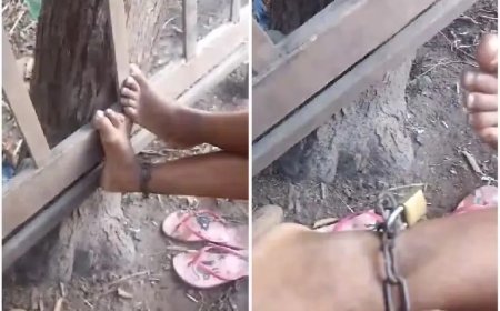 Mãe é presa por manter filha acorrentada a árvore