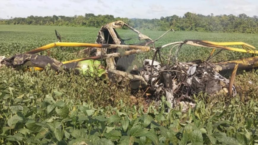 No primeiro dia de trabalho, piloto derruba avião agrícola e morre queimado no MT