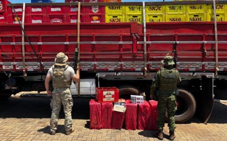 PF e BPFRON realizam apreensão de caminhão carregado com 450 caixas de cigarros contrabandeados