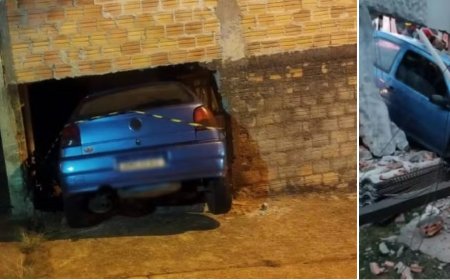 Carro com crianças atravessa muro de casa em Ponta Grossa e deixa feridos