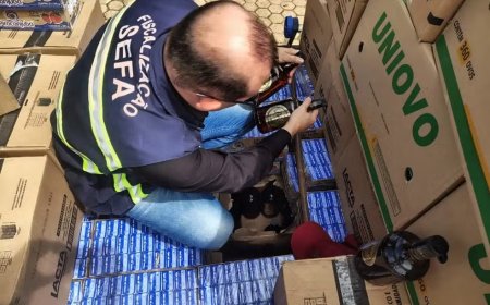 Sefa apreende mais de 3 mil garrafas de conhaque escondidas entre alimentos