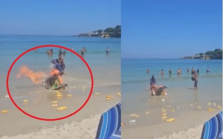 Carrinho de milho explode e pega fogo na praia de Copacabana