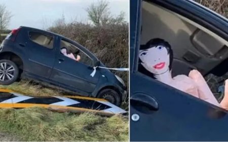 Após acidente, carro é abandonado com boneca inflável ao volante