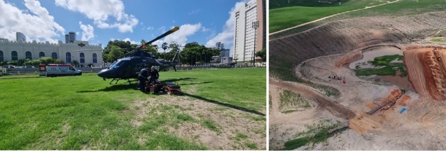 Carro cai de ribanceira com 10 metros e ocupante é resgatado de helicóptero em Carpina