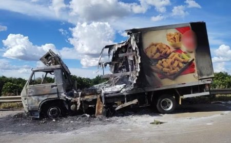 Caminhão-baú explode na GO-070