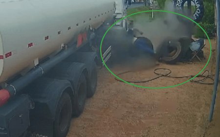 Borracheiro fica ferido após pneu de carreta explodir em Goiás