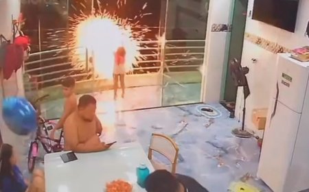 Criança é jogada no chão por explosão de luz após levar choque