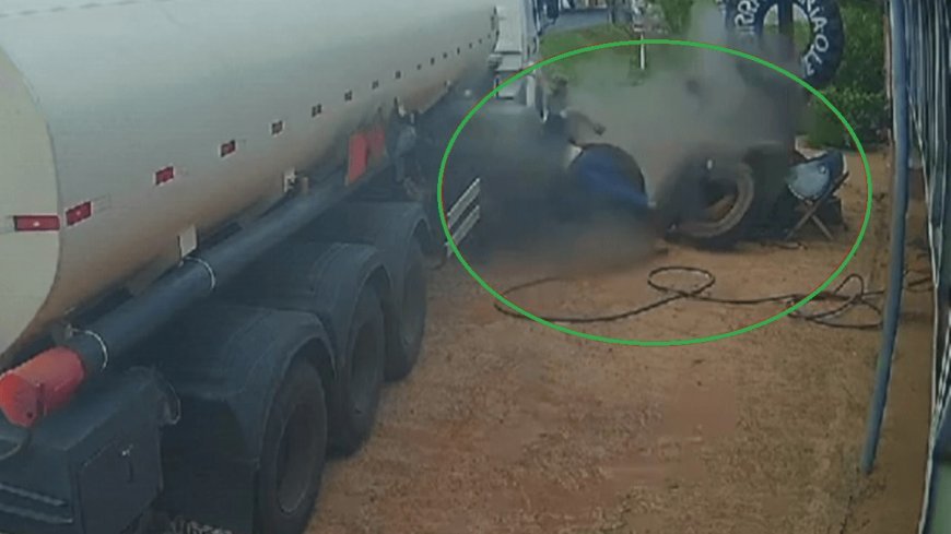 Borracheiro fica ferido após pneu de carreta explodir em Goiás