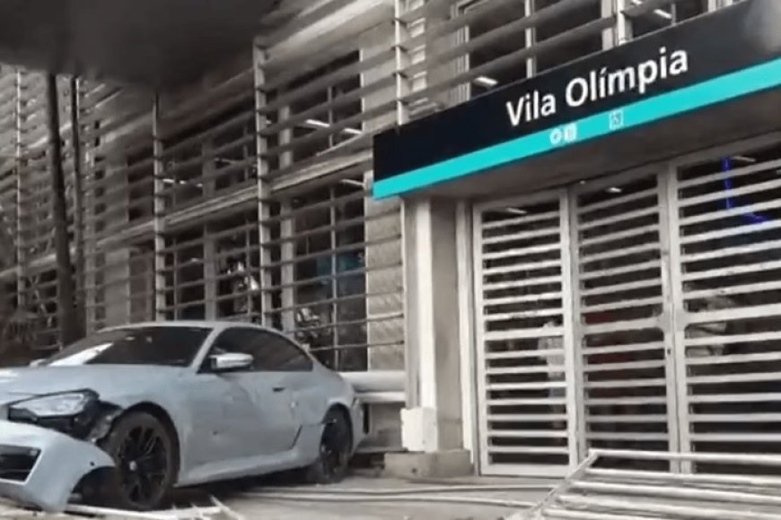 Motorista de BMW perde controle e invade entrada da estação em SP