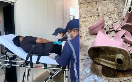 Corpo de Bombeiros socorre mulher ferida após queda em vaso sanitário