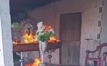 Velório termina em cena macabra após criminosos invadir e caixão incendiar caixão