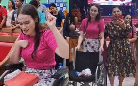 Jovem deixa cadeira de rodas durante culto e vídeo viraliza