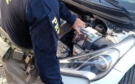PRF encontra haxixe importado escondido em motor de carro na BR-101 em Joinville