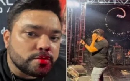 Cantor de forró é atingido por lata de cerveja durante show