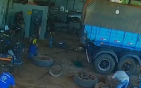 Homem morre após pneu de caminhão explodir na calibragem