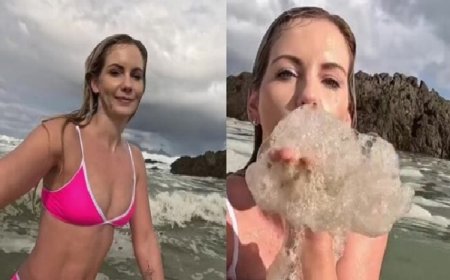 Influenciadora viraliza ao tomar banho em praia com espuma de esgoto na África do Sul