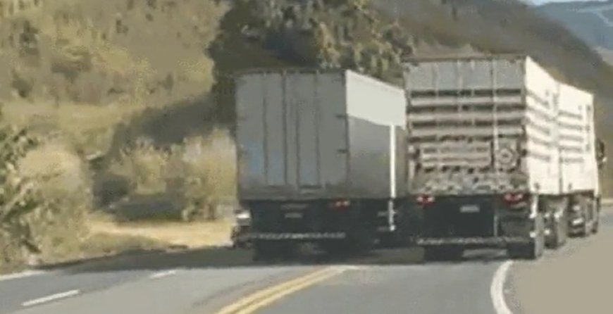 VÍDEO: Motorista de carreta realiza ultrapassagem proibida e quase bate em carro na BR-116