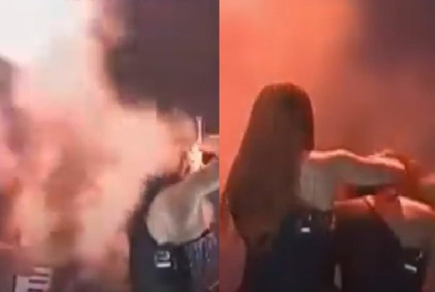 Vídeo: fogo atinge cabelo de backing vocal do Limão com Mel durante show em Pernambuco