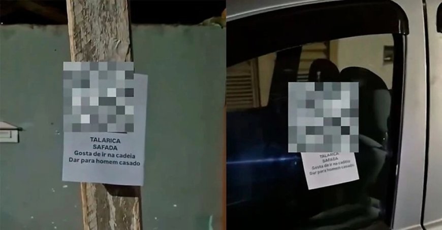'Talarica safada': Mulher espalha cartazes da amante do marido pelas ruas