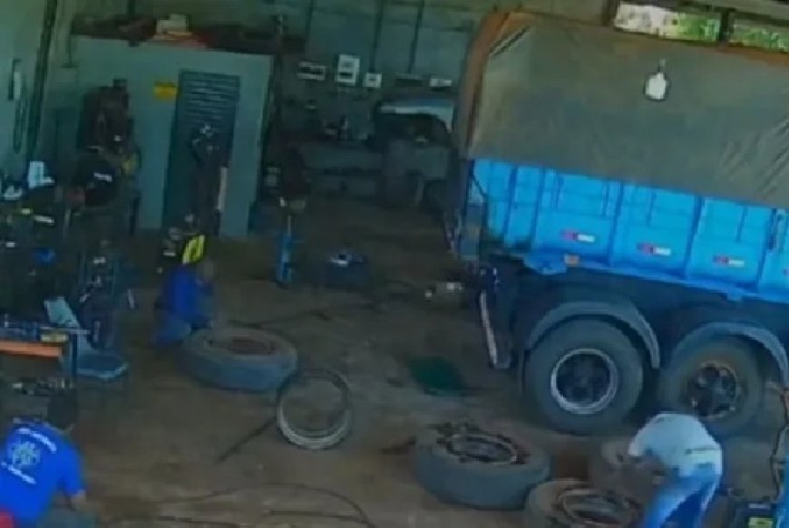 Homem morre após pneu de caminhão explodir na calibragem