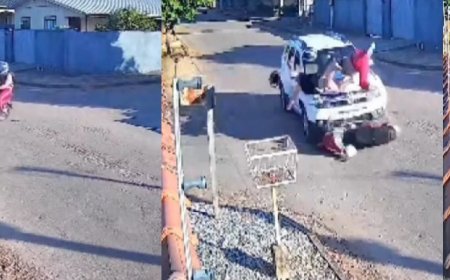 Mãe e filho são arremessados após moto ser atingida por carro