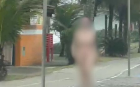 Vídeo: Mulher é presa nua em praia de SP após confessar ter matado o pai
