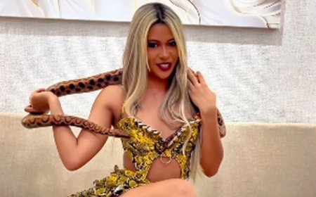 Wenny posa com jiboia arco-íris e defende preservação da Amazônia: ‘Legalizado’