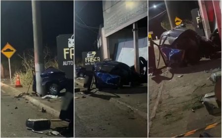 Homem morre após carro se partir ao meio em acidente durante perseguição policial em Campos Gerais (MG)