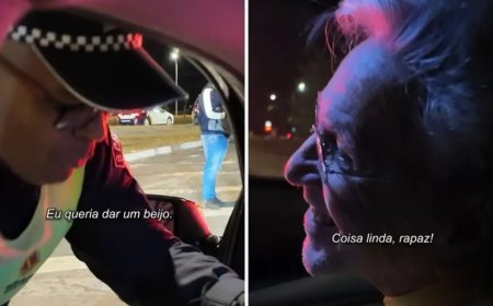 VÍDEO: Caetano Veloso é parado por policial que pede para beijar cantor