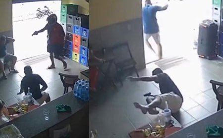 VÍDEO: Assalto em bar termina com suspeito morto após policial reagir
