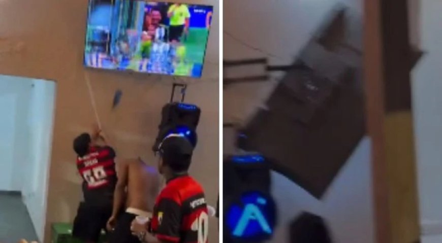 Torcedor do Flamengo se revolta com eliminação e quebra TV