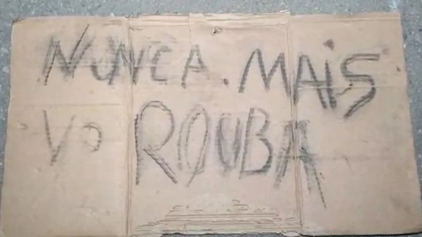 Homem é encontrado com mãos amarradas, desacordado e com placa: "Nunca mais rouba"