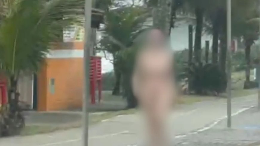 Vídeo: Mulher é presa nua em praia de SP após confessar ter matado o pai