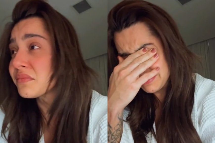Lauana Prado chora ao relatar susto em avião durante voo
