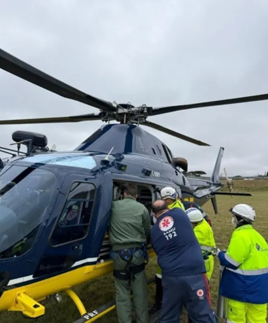 Criança cai de caminhão em movimento e resgate é feito de helicóptero no PR